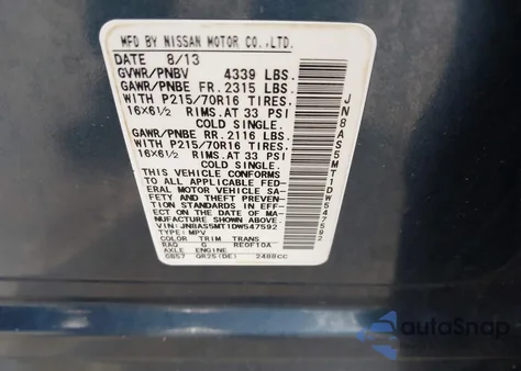 2013 Nissan Rogue S from USA, damaged, VIN JN8AS5MT1DW547592